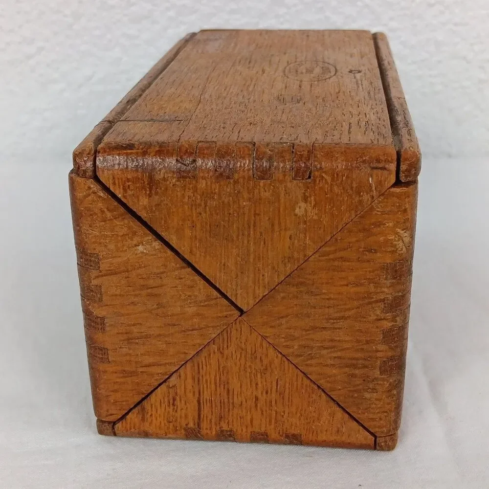 Antique Singer Sewing Machine Folding Oak Puzzle Box & Machine Attachments/1880s